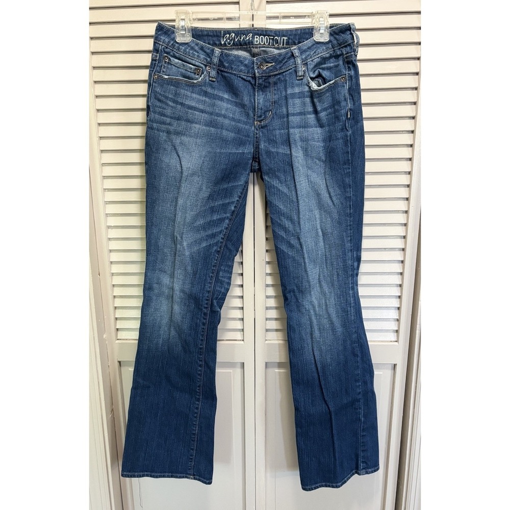 Bullhead Laguna Med Wash Bootcut Denim Jeans Low Rise Size 11L Logo